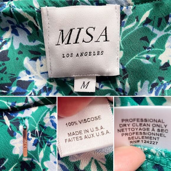 MISA Los Angeles Floral Ruffle Open Sleeve Tiered Maxi Dress green size medium M - Picture 7 of 8